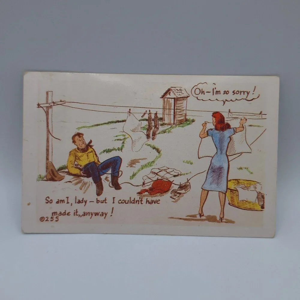 Vintage Kromekolor Comic Postcard 1951 George Washington 1-Cent Stamp‎ Comedy